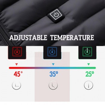 Women USB Electric Battery Heated Jackets Outdoor Long Sleeves Heating Hooded Coat Jackets Warm Winter Thermal Clothing